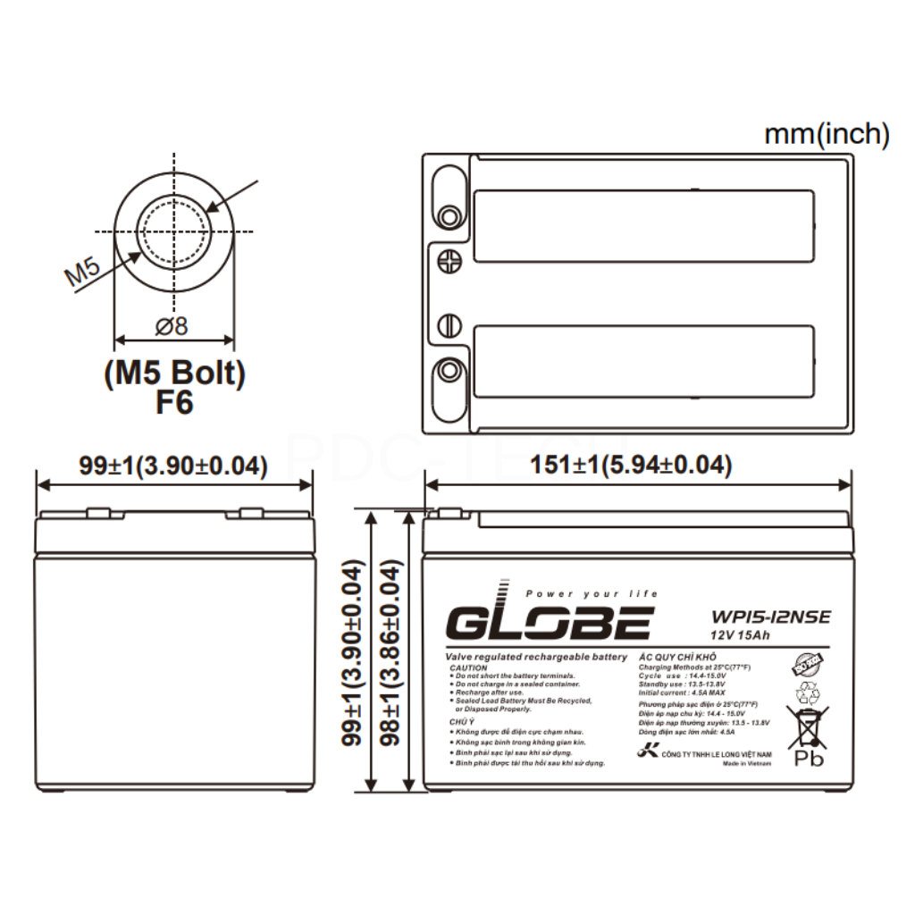 GLOBE WP15-12NSE 12V 15AH (2)