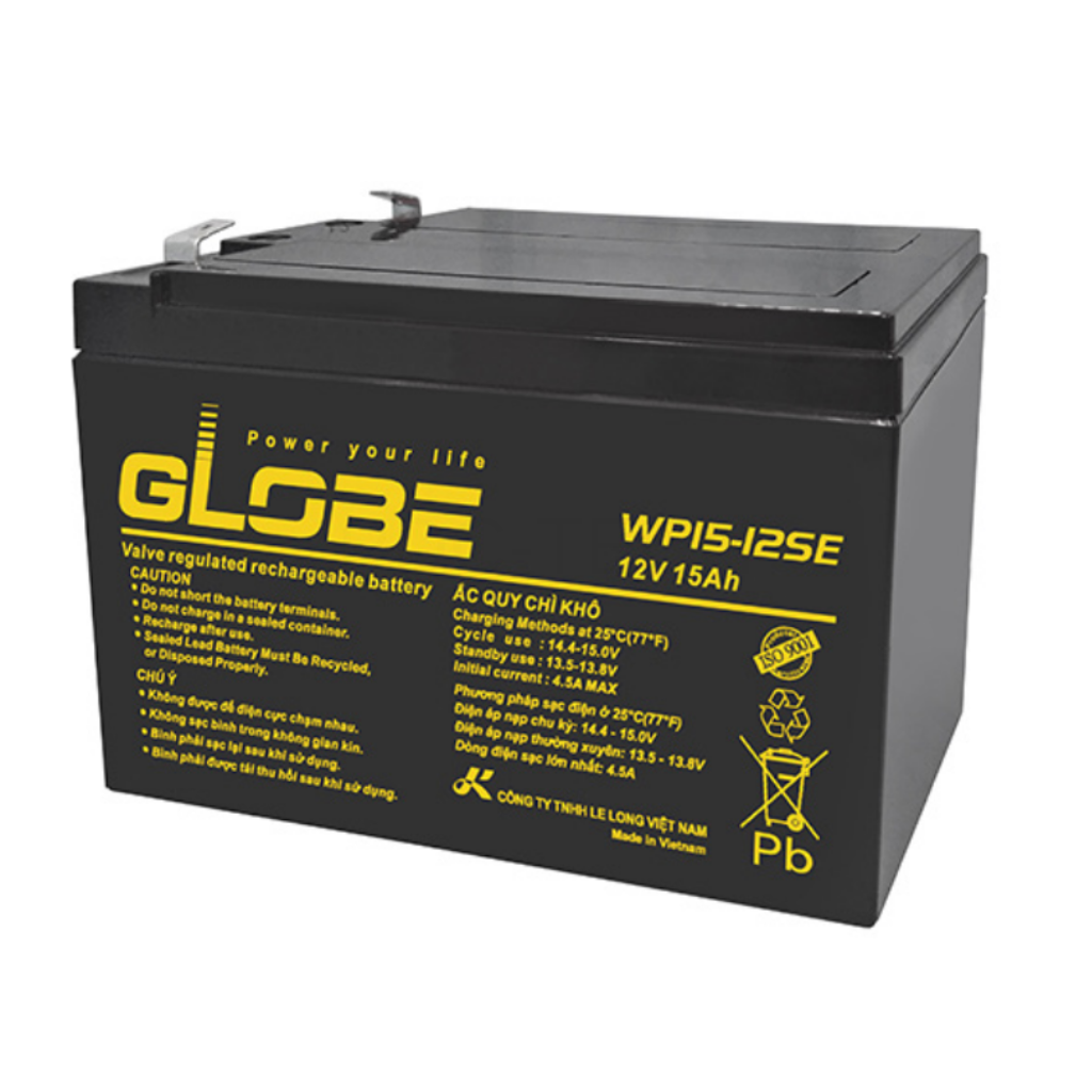 Ắc Quy Kín Khí (VRLA AGM) GLOBE 12V-15AH (20HR), WP15-12SE, F2 - GLOBE WP15 12SE 12V 15AH 1 GLOBE WP15 12SE 12V 15AH 1