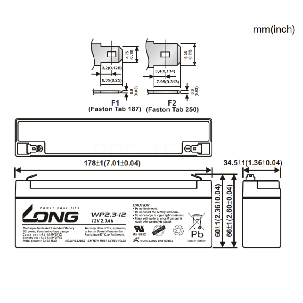 LONG WP2.3-12 12V 2.3AH (3)